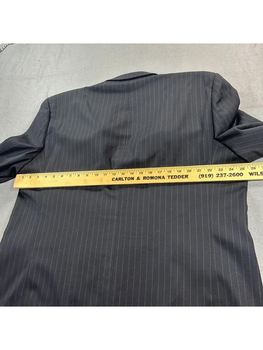 Andrew Fezza Size 48R Black 100% Worsted Wool Pinstripe Blazer Suit Coat